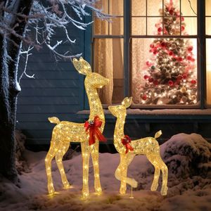 Set di 2 Renne Natalizie Dorate Illuminate per Decorazione Esterna con 210 LED Luce Bianca Calda - Product Image 6