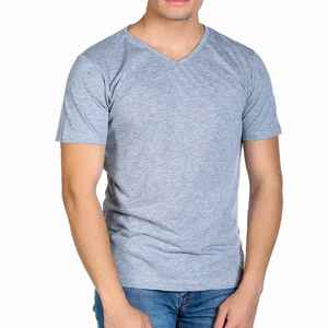 T-shirts personnalisés pour hommes à manches courtes et col en V, 100 % coton, respirants, séchage rapide, avec bordure contrastante et logo personnalisé - Product Image 5