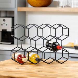 Moderno Porta Botellas de Vino Geométrico de Metal, Organizador de Botellas Hexagonal Tipo Panal para Encimera - Product Image 4