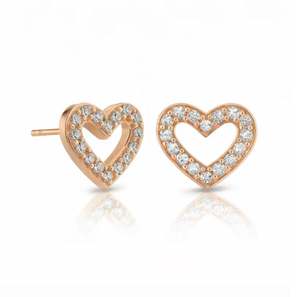Pendientes Clásicos de Moissanita con Corazón Abierto en Plata de Ley Chapada en Oro de 14K, Joyería de Lujo, Regalo para Mujer - Product Image 4
