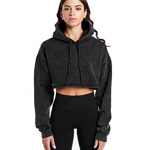 Custom Pullover Cropped Oversize Hoodies <b>Women</b> Wholesale Heavyweight Cotton Fleece Hoodie <b>Women</b> Streetwear OEM Manufacturer - Product Image 1