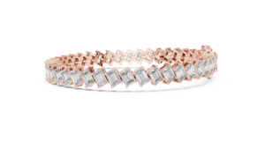 Pulsera de tenis clásica con diamantes cultivados en laboratorio de 7.5 quilates con corte esmeralda, engastada en oro rosa de 18 quilates, para uso diario, bodas o compromisos, para ella. - Product Image 3