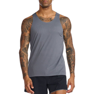 Débardeur Sportif Gris Uni à Séchage Rapide pour Homme, Col Rond, Tricoté, Sans Manches, pour l'Entraînement (Vente en Gros) - Product Image 1
