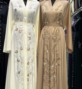 Hot sale 2026 Abaya Stone Work Handmade Sequined Arabic Dubai Style Full Flare Nida Fabric Evening Party Dress - Product Image 2