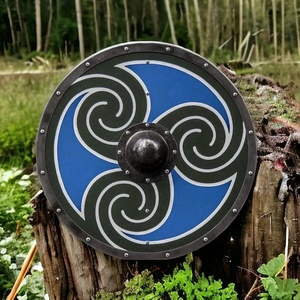Bouclier Viking en bois fait main de 24 pouces, qualité DIY, motif celtique bleu, en acier au carbone, personnalisable, avec centre décoratif, par Ahmad Fabric - Product Image 4