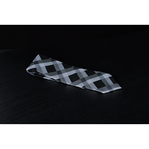 Corbata Benon Clásica a Cuadros Blancos y Negros para Hombre |   Corbata formal de negocios y boda de poliéster a cuadros premium, corbata blanca a cuadros - Product Image 1