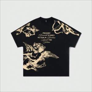 Camiseta de Algodón Oversize con Hombros Caídos, Diseño Gráfico Personalizado, Tejido Pesado, Estilo Urbano Casual para Uso Diario - Product Image 2