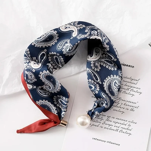 New Pearl Buckle Silk <b>Scarf</b> Printed Thin <b>Neck</b> <b>Scarf</b> Soft Lightweight Neckerchief Women - Product Image 3