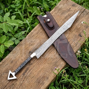 Espada de fantasía hecha a mano de acero de Damasco, hoja larga, espada medieval coleccionable personalizada con funda de cuero, OEM, el mejor regalo para él. - Product Image 6