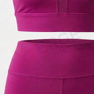 Conjunto de yoga de color sólido para mujer, 2 piezas, sujetador deportivo de malla con espalda cruzada y leggings de cintura alta de longitud completa - Product Image 5