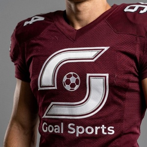 Maillot de football américain pour hommes, uniforme de rugby, manches courtes, col en V, vêtements d'équipe personnalisés, chemise de sport rembourrée - Product Image 4