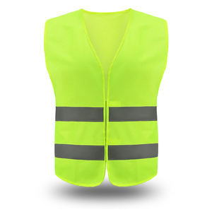 Gilet de sécurité haute visibilité unisexe vert citron avec bandes réfléchissantes, vêtements de travail - Product Image 1