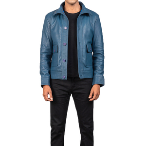 Vestes en cuir pour hommes en gros, manteaux à col rabattu, blousons bombardiers en cuir pour hommes, vestes décontractées pour hommes, conception avec service OEM - Product Image 1