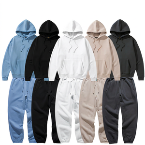 Ensemble de survêtement unisexe à capuche de couleur unie, décontracté, avec sweat-shirt et pantalon de jogging pleine longueur, en coton respirant 320g, coupe ample, pour l'automne - Product Image 4