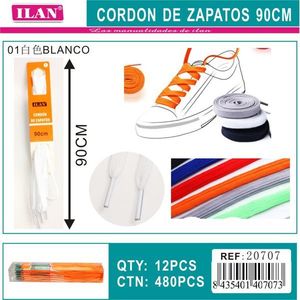 Laccio per scarpe Ilan 90 cm bianco per sneakers - Product Image 3