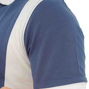 Ensemble polo et short pour homme, bleu et blanc, style color block, décontracté, été, coton, deux pièces, respirant, tricoté, vêtements de sport - Product Image 5