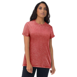 Red Washed Cotton Short Sleeve O-Neck T-Shirt Men Regular Fit Casual Jersey Knitted Solid Color Blank Design - Product Image 1