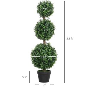 Set di 2 Alberi Artificiali di Bosso a Sfera per Interni ed Esterni, Piante Finte Verdi in Vaso Durevoli per Arredamento Casa - Product Image 3