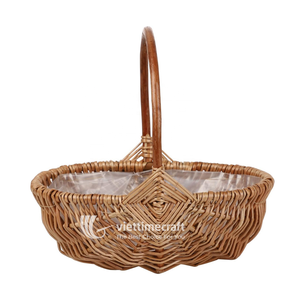 Panier à fleurs en osier, panier de jardin en saule tressé avec doublure en plastique et poignée, bac de rangement durable pour fruits et légumes - Product Image 2