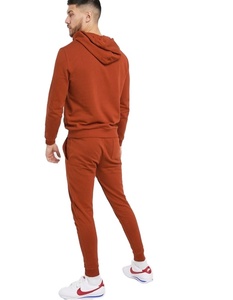 Sudadera con capucha naranja para hombre, conjunto de chándal personalizado con pantalones de chándal a juego, venta al por mayor - Product Image 1