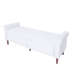 Multifunctional <b>Storage</b> Sofa <b>Stool</b> <b>with</b> Beige Velvet Armrests Ottomans Product Category - Product Image 3