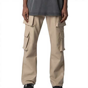 Pantalones Cargo Color Caqui para Hombre, Cintura Elástica, Múltiples Bolsillos, Estilo Workwear, Corte Recto, Material de Lona Transpirable, para Primavera - Product Image 2