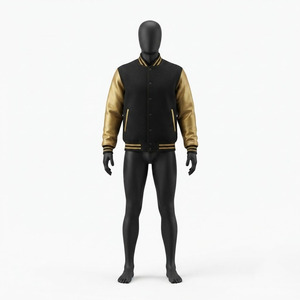 Blouson matelassé en duvet pour homme avec fermeture à boutons, style universitaire, confortable, pour l'hiver, style baseball, vêtement d'extérieur pour homme - Product Image 1