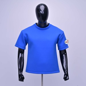 Camiseta de Manga Corta con Cuello Redondo Azul para Hombre, Corte Regular, Color Sólido, Transpirable, Tejido de Punto, Neopreno, Estilo Casual - Product Image 1