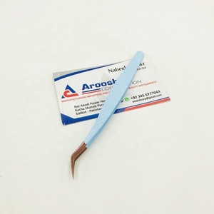 Pinzas profesionales de volumen azul bebé con punta de oro rosa, venta al por mayor, pinzas para pestañas con agarre de diamante de acero inoxidable de alta calidad - Product Image 4