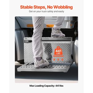 Cassetta Portautensili in Alluminio Rinforzato 79x76x48 cm per Camion, con Gradino e Piastra Diamantata, Impermeabile, per Ingresso Cabina - Product Image 3