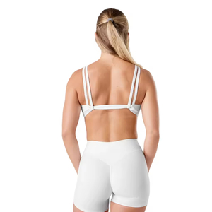 Soutien-gorge de sport sans couture blanc pour femme, maintien élevé, extensible, pour yoga, gym, fitness, entraînement, avec coussinets amovibles - Product Image 4