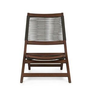 Silla Plegable para Exteriores con Estructura de Madera de Teca Sólida y Cuerda Tejida para Patio - Product Image 2