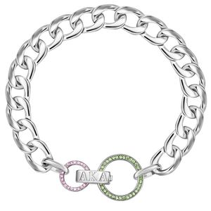 Bracelet chaîne argenté avec breloque cercle coloré – Bijou élégant et tendance pour femme, idéal pour mariage et soirée - Product Image 1