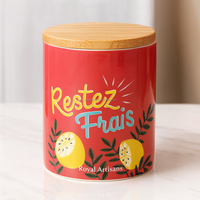 Pot de rangement en bois fait main avec couvercle à rabat, décoré de motifs floraux, pour la cuisine, sucre, thé, épices - Style américain, cadeaux