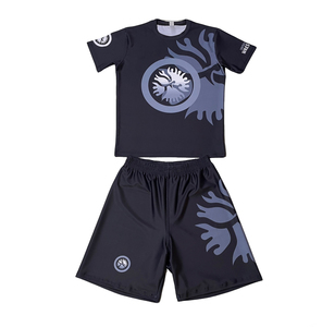 Custom Men MMA Rash Guard and Fight <b>Shorts</b> Set Sublimation Print No Gi Jiu Jitsu <b>Grappling</b> Training Uniform - Product Image 3