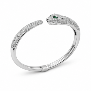 Royal Panther Diamond <b>Cuff</b> <b>Bracelet</b> in 925 Sterling <b>Silver</b> with Premium CVD Lab Grown Diamonds - Product Image 2