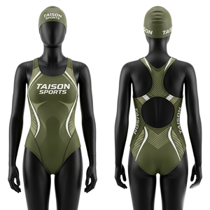 Premium 220 GSM polyester spandex swimwear uniform <b>white</b> navy gold panel racing suit sublimation custom logo - Product Image 5