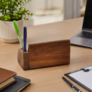 Handcrafted Indian Rosewood Stationery Rack | Wooden Pen Stand Desk Organizer Executive Office Desktop Storage Holder Home Decor - Product Image 3