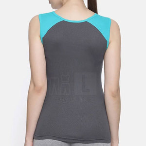 <b>Women</b> Solid Front Logo <b>Tank</b> <b>Top</b> Scoop Neck Sporty Breathable Quick Dry 100% Cotton <b>Knitted</b> Regular Length - Product Image 4