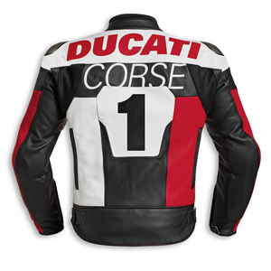 Blouson de moto Ducati en cuir, coupe-vent, imprimé par transfert thermique, manches longues, 220g, unisexe, logo avant, collection printemps - Product Image 2