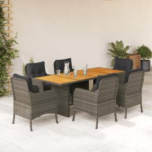 Conjunto de Comedor de Jardín de Ratán PE Gris de 6 Plazas con Fundas Extraíbles - Product Image 1