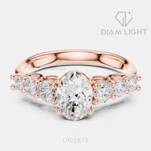 Bague de fiançailles en or blanc 14 carats avec diamant de laboratoire de 0,855 carats, coupe ovale, pierres latérales, bague de mariée, certifiée IGI, bijoux fins, cadeau pour femme - Product Image 3