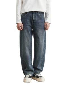 2025 New Trendy Custom Label Straight 100% Cotton Loose Fit Luxury Denim <b>Jeans</b> Business Casual High Quality Men - Product Image 4