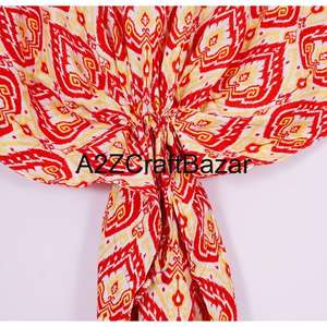 Caftán indio hecho a mano para mujer, caftán corto de algodón, ropa informal, estampado a mano, vestido playero, regalo para ella - Product Image 3