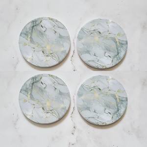 Sous-verres en céramique imitation marbre imperméables, décoration élégante pour la maison, ensemble de sous-verres - Product Image 3