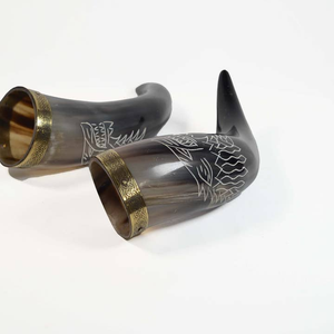 High Quality Polished Organic Ox Horn Viking Drinking Horn Religious Animal Style Custom Size Portable <b>Beer</b> Souvenir - Product Image 4