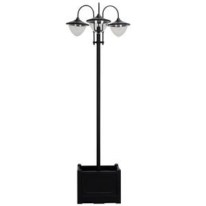 Lampione Solare a 3 Teste da 189 cm con Fioriera, Accensione Automatica, Illuminazione LED Fino a 6 Ore, Nero, per Esterni - Product Image 1