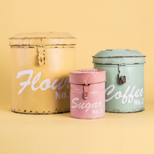 Galvanized Metal Kitchen Canister with Copper Band Accents Food Storage Jar Farmhouse Style Kitchenware for Home & Restaurant - Product Image 6