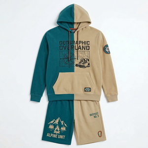 Custom Unisex Applique Patch Hoodie Shorts <b>Set</b> Graphic Streetwear OEM ODM Private Label Apparel Manufacturer - Product Image 1
