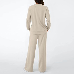 สินค้ามาใหม่ คุณภาพสูง ผ้าฝ้ายเฟรนช์เทอร์รี่ 100% ชุดเซ็ตเสื้อสเวตเชิ้ตคอกลมและกางเกงจ็อกเกอร์สำหรับผู้หญิง  ชุดลำลองสองชิ้น - Product Image 4